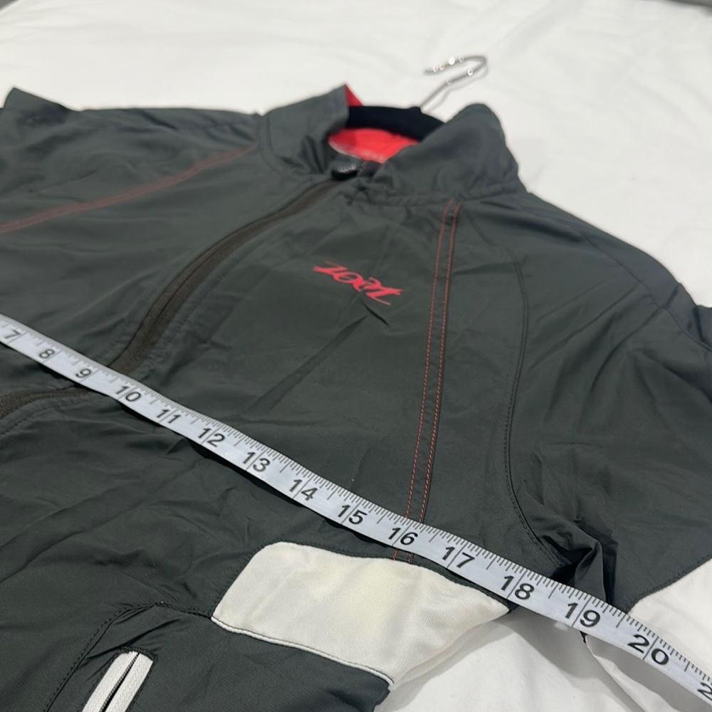 Women’s Dark Grey & White Zip Up Windbreaker Jacket Medium - Picture 7 of 8